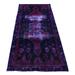 Hand Knotted Purple Overdyed & Vintage with Wool Oriental Rug (4'6" x 10') - 4'6" x 10'