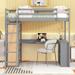 Full Size Loft Bed with Ladder, Shelves, and Desk and Storage Staircase & Guard Rail, Wooden Bedframe for Teens, Girls, Boys