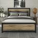 Full Metal Platform Bed Frame with Wooden Headboard & Footboard, Brown