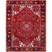 Hand Knotted Red Heriz with Wool Oriental Rug (7'10" x 11'9") - 7'10" x 11'9"