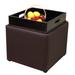 Square Storage Ottoman with Tray Faux Leather Upholstered Footrest Stool, Seat as Side Coffee Table