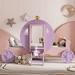 Pink+Purple-Fairytale Twin size Princess Carriage Bed, for Kids Girls