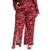 Plus Size Women's Satin Pant With Slit Leg Detail by ELOQUII in Hand Painted Blossom (Size 20)