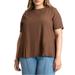 Plus Size Women's Pleated Hem Top by ELOQUII in Potting Soil (Size 20)