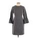 Ann Taylor Factory Casual Dress - Sheath Crew Neck 3/4 sleeves: Gray Print Dresses - New - Women's Size 00 Petite
