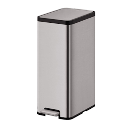 PROREGAL Kompakter und funktionaler Treteimer aus mattgrauem Edelstahl | 45 Liter, HxBxT 75,3x28,6x42,8cm | Silber