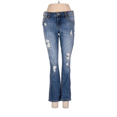 Kut from the Kloth Jeans - High Rise Boot Cut Boot Cut: Blue Bottoms - Women's Size 2 Petite - Distressed Wash