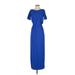 Boston Proper Casual Dress: Blue Print Dresses - Women's Size 2X-Small