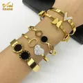 ANIID-Bracelet à breloques en acier inoxydable pour femme or 18 carats biscuits coeur bijoux en