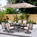 Lark Manor™ Alyah Rectangular 6 - Person 60" Long Outdoor Dining Set w/ Cushions & Umbrella Metal/Wicker/Rattan in Brown | 60 W x 35 D in | Wayfair