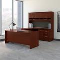 Huckins 4 Piece U-Shape Executive Desk Office Set w/ Hutch Wood in Brown Laurel Foundry Modern Farmhouse® | 29.84 H x 71.1 W x 107.9 D in | Wayfair