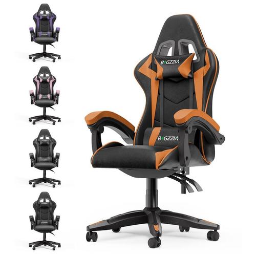 Bigzzia - Gaming Stuhl bis 136kg Gamer Stühle mit Lendenkissen + Gaming-Stühle Kopfstütze - Gaming