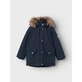 Name It Navy Faux Fur Hooded Parka Jacket New Look