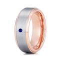 Blue Sapphire Ring, Rose Gold Wedding Band, Tungsten Carbide Ring, Engagement Ring, Unique Ring, Men & Women Ring, Gray Ring