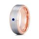 Blue Sapphire Ring, Rose Gold Wedding Band, Tungsten Carbide Ring, Engagement Ring, Unique Ring, Men & Women Ring, Gray Ring