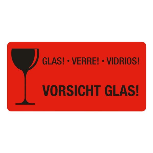 EICHNER Verpackungsetiketten Hinweis »Vorsicht Glas« weiß, 10x5 cm Image