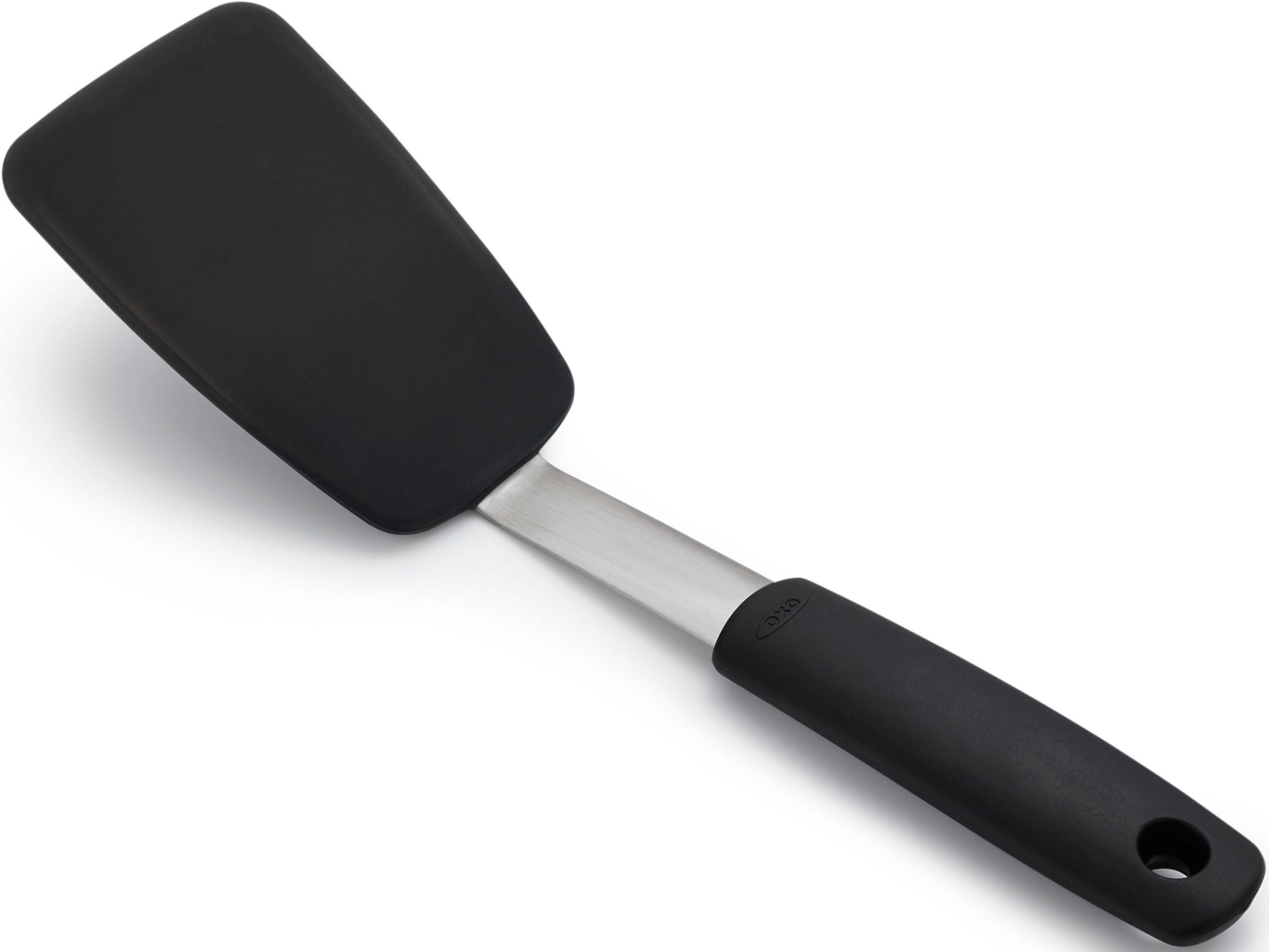 Pfannenwender OXO GOOD GRIPS, schwarz, B:8cm, Edelstahl, Silikon, Küchenpaletten, flexibel, Silikon, klein Image