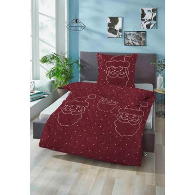Bettwäsche BIBERNA Gr. 1, rot (bordeaux), B/L: 135cm x 200cm, Biber-Feinbiber, B/L: 80cm x 80cm, Biber, Feinbiber, 100% Baumwolle, Bettwäsche Image
