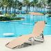 Foldable Adjustable Lounge Chair for Outdoor Beach Patio and Pool | Beige Recliner with Sun Shade