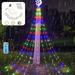 Chrismas Solar Outdoor String Lights patio Rainproof Decorative Christmas Tree waterfall Christmas Lights Waterproof Outdoor Hanging Patio Porch Garden Yard Menrkoo