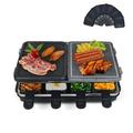 ZPL Dual Raclette Table Grill Korean BBQ Grill Electric Indoor Cheese Raclette Non-Stick Grilling Plate & Cooking Stone