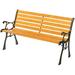 Wooden Outdoor Park Patio Garden Yard Bench With Designed Steel Armrest And Legs Black