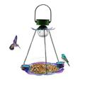 New Year Reset! Dvkptbk Solar Bird Feeder for Outside Hanging Bird Water Feeder with LED Light Outdoor Metal Garden Light Bird Tray Flower Decorative LED Light