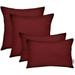 Set Of 4 Indoor / Outdoor Square Rectangle Lumbar Throw Pillows Made Of Sunbrella Canvas Burgundy (20 X 12 17 X 17 )