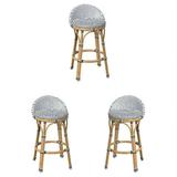 Home Square Outdoor Rattan Low Back Counter Stool in Black and White - Set of 2