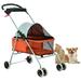 CL.HPAHKL Pet Stroller for Medium Small Dogs Dog Stroller Cat Stroller Foldable Jogging Travel 4 Wheels Waterproof and 360 Rotating Front Puppy Stroller with Mesh Windows Orange