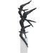 8 x 21 Black Polystone Flying Bird Sculpture with White Block Base by DecMode