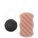 2 Pcs Konjac Sponge Set with Activated Bamboo Charcoal Body Facial Sponge Deep Cleansing Sponge for Skin Care(Random Color)