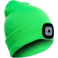 Unisex Winter Warm Knitted Beanie Hat USB Rechargeable 4 LED Headlamp Cap with LED Flashlight for Men Women Outdoor Sports (Light Green)