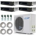 Multi Zone Mini Split Ductless Air Conditioner Quad 4 Zone 12000 12000 12000 12000 Pre-Charged Inverter Compressor Includes Four Free 25 ft Linesets Slim Duct US Parts