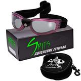 Mach Speed Compact Folding Goggles Various Frame and Lens Options Lens Colors: Gray Silver Mirrored Frame Color: Purple