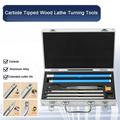 TABODD Lathe Turning Tool Woodturning Tool Wood Lathe Turning Tool Wood Turning Tool Set Stainless Steel Tungsten Carbide Inserts Lathe Rougher Finisher Tool With Handle Wrench