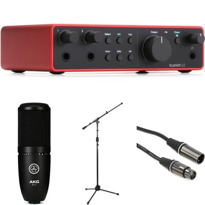 Focusrite Scarlett 2i2 4th Gen USB Audio Interface and AKG P120 Vocal Recording Bundle