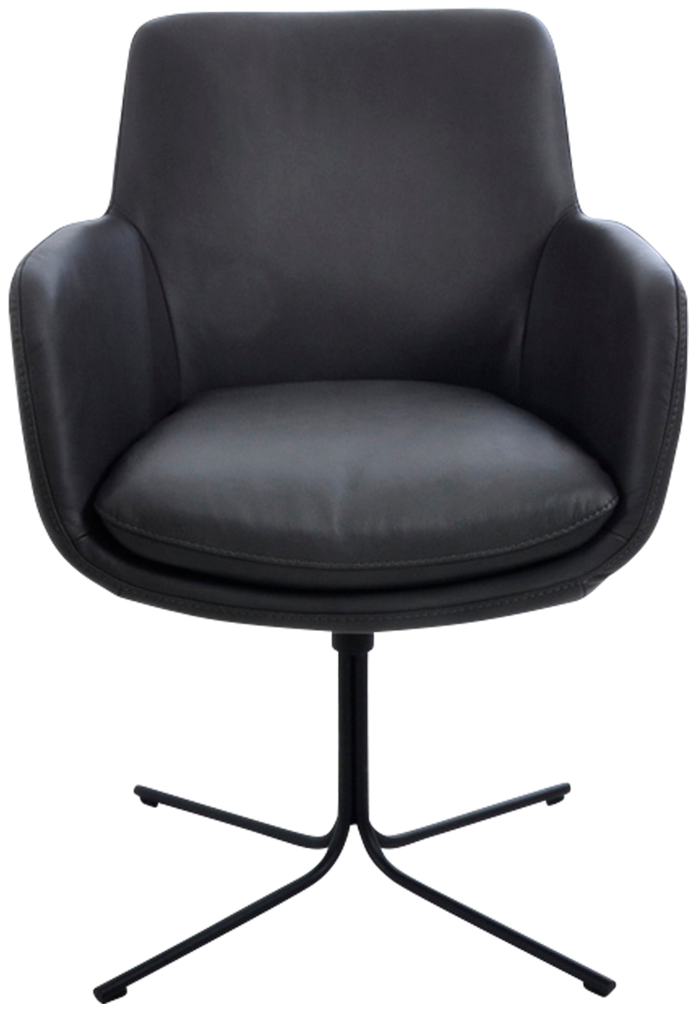 Drehstuhl K+W KOMFORT & WOHNEN "Pego", grau (asphalt 88), B:59cm H:84cm T:65cm, Stühle, Drehstuhl Esszimmerstuhl, filigranem 4-Fuß-Gestell in schwarz