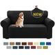 XINEAGE 2024 Newest 1 Piece Sofa Covers 2 Seater Hight Stretch Loveseat Covers Universal Sofa Slipcover For Living Room Pets Dogs Jacquard Loveseat Couch Furniture Protector (2 Seater, Black)