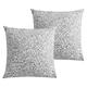 LIGICKY Set of 2 Silver White Glitzy Sequin Throw Pillow Covers Sparkling Decorative Gilter Metallic Square Cushion Cover Glam Pillow Cases for Sofa Couch Bedroom Home Party Decor (18 x 18 Inches)