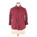 Lane Bryant Long Sleeve Button Down Shirt: Red Stripes Tops - Women's Size 14 Plus