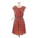 DressBarn Casual Dress - A-Line: Red Chevron/Herringbone Dresses - Women's Size 8