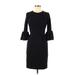 Betsy & Adam Casual Dress - Sheath High Neck 3/4 sleeves: Black Solid Dresses - Women's Size 2