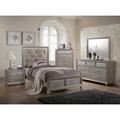 Alcott Hill® Agnita Champagne Upholstered Panel Bedroom Set Special 4 Bed Dresser Mirror Nightstand Upholstered in Brown | Wayfair