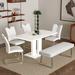 Ivy Bronx Zian Rectangular 64.37" L x 36.81" W Dining Set Wood/Metal in White | 29.5 H x 31.5 W x 59 D in | Wayfair