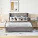 Queen Size Storage Bed Elegant Velvet Upholstered Platform Bed (Gray)