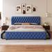 Blue King Size Upholstered Platform Bed Frame with Four Drawers