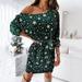 Kiplyki Christmas Womens Dress Clearance Long Sleeve Round Neck Printed Star Tie Dresses for Women