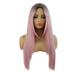 NRUDPQV human hair wigs for women Gradient Pink Long Curly Hair Mid-Length Straight Hair Big Wave Wig Headgear Adult Female Costume Wigs Toupees Pink