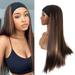 NRUDPQV human hair wigs for women 150% Long Straight Brown Natural 27 Density Headband for Black Headband Inches Wig Wig Synthetic Wig Dark Brown Heat Look Adult Female Costume Wigs Toupees Black